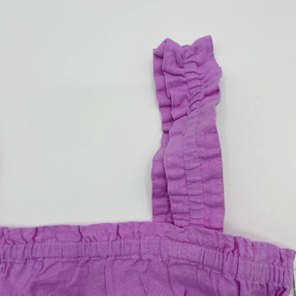 BP Womens Size Small Sleeveless Linen Gathered Crop Tank in Purple Tulip 305